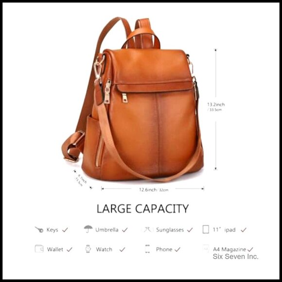 Genuine Leather Anti-Theft Backpack Purse Convertible Satchel Minimalist Chic main image 5